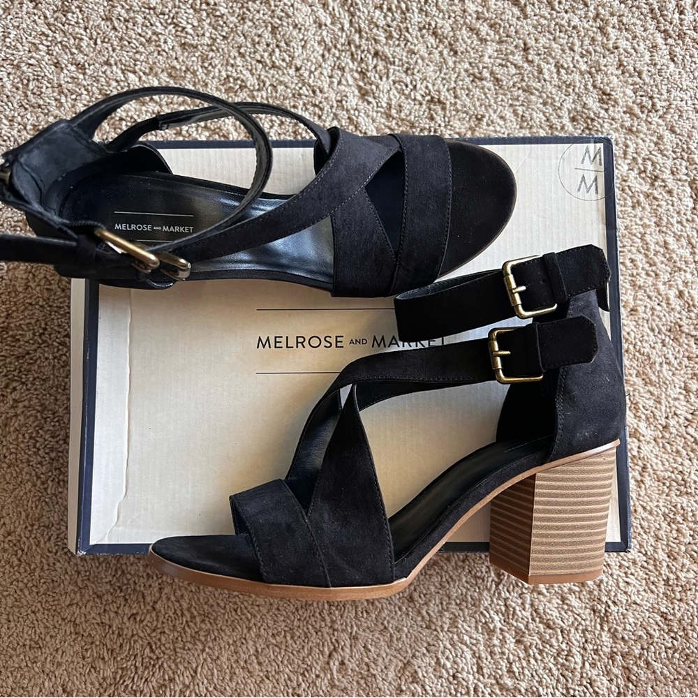 Melrose & Market Black Strappy Heels